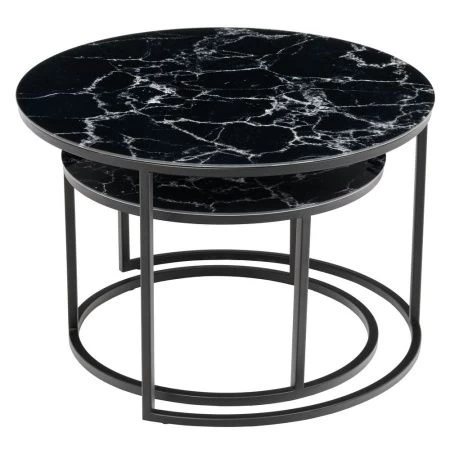 Купить Набор кофейных столиков Tango чёрный мрамор с чёрными ножками, 2шт по низкой цене