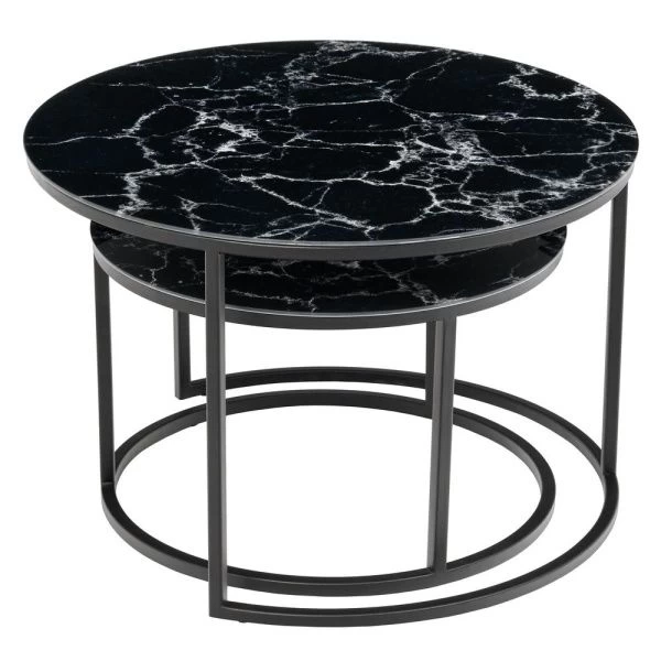 Купить Набор кофейных столиков Tango чёрный мрамор с чёрными ножками, 2шт по низкой цене
