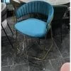 Купить Стул полубарный Turin бирюзовый с золотыми ножками по выгодной цене для кафе, ресторанов и кухни
