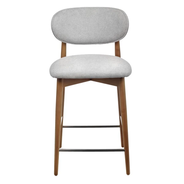 Стул полубарный Lucas 3 серый букле ножки цвета орех для кафе, ресторанов и кухни