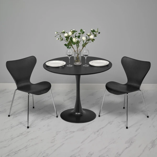 Купить Стул Seven Style чёрный с хромированными ножками по низкой цене