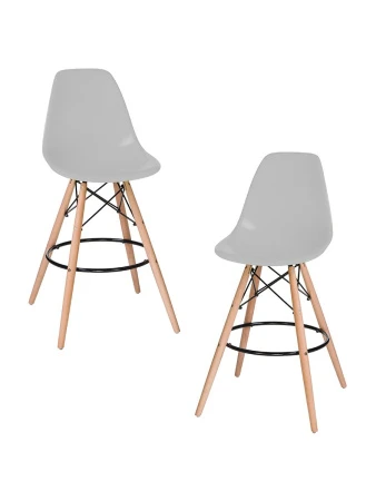Набор 2 шт Стул барный DOBRIN DSW BAR, ножки светлый бук, цвет сиденья светло-серый (GR-01)