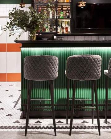 Купить Стул барный Оскар велюр серый по выгодной цене для кафе, ресторанов и кухни