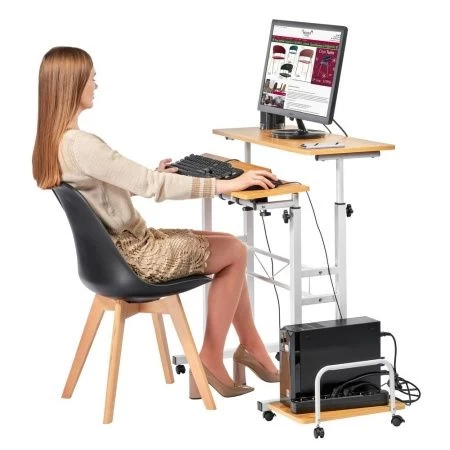 Купить Стол многофункциональный Shuttle 80х58х80-130см, светлое дерево, белый по низкой цене