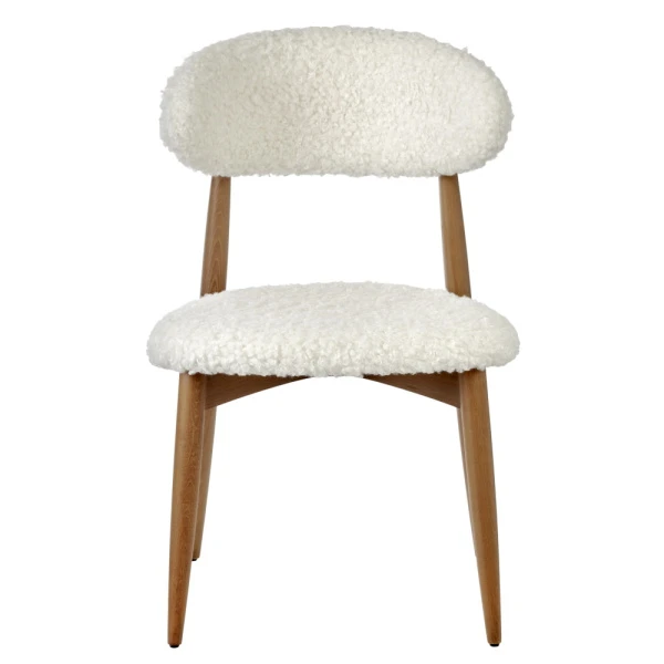 Купить Стул Lucas белый искусственный мех с ножками цвета орех по низкой цене
