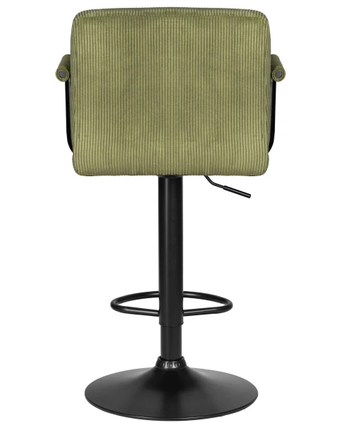 Стул барный DOBRIN KRUGER ARM BLACK, зеленый вельвет (LAR-E2041-7) для кафе, ресторанов и кухни