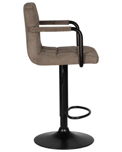 Стул барный DOBRIN KRUGER ARM BLACK, какао вельвет (LAR-E2041-05) для кафе, ресторанов и кухни