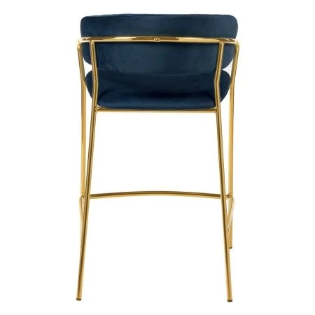 Купить Стул полубарный Turin синий с золотыми ножками по выгодной цене для кафе, ресторанов и кухни
