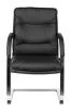 Конференц кресла - Кресло Бюрократ T-9927SL-LOW-V черный кожа низк.спин. полозья металл хром