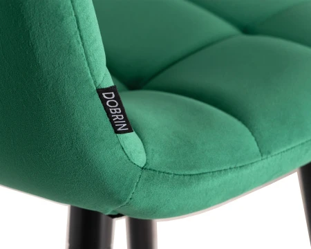 Купить Стул полубарный DOBRIN OLIVIA, черные матовые ножки, зелёный велюр (108-64) по выгодной цене для кафе, ресторанов и кухни