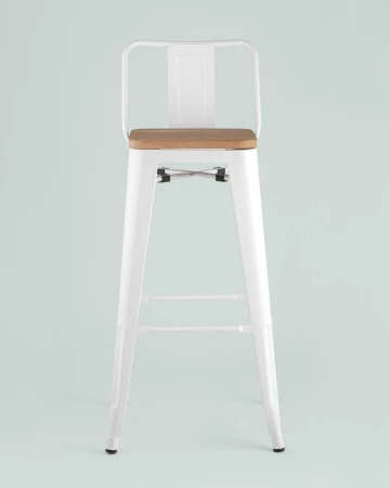 Купить Стул барный TOLIX WOOD со спинкой белый глянцевый по выгодной цене для кафе, ресторанов и кухни