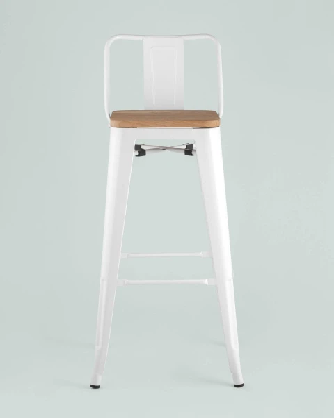 Стул барный TOLIX WOOD со спинкой белый глянцевый для кафе, ресторанов и кухни