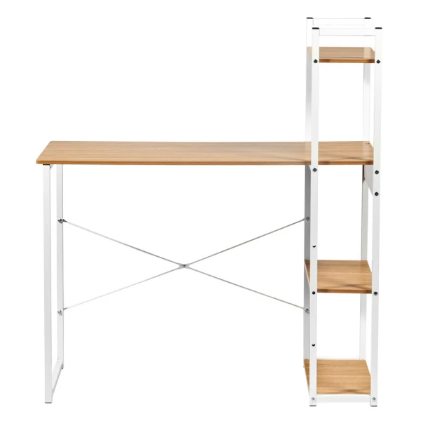 Купить Стол письменный с полками Frame 100x45x110 см, светлое дерево, белый по низкой цене