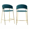 Комплект из 2-х стульев полубарных Turin бирюзовый с золотыми ножками