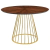 Купить Стол Liverpool диам.110см, шпон орех лучевой набор, с золотистыми ножками по низкой цене