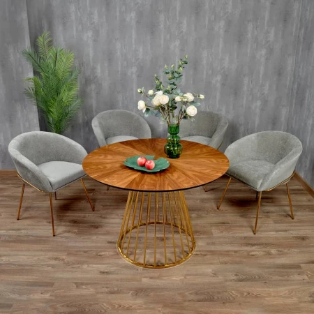 Купить Стул-полукресло Martin серый шенилл, золотые ножки по низкой цене