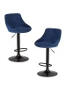 Набор 2 шт Стул барный DOBRIN LOGAN BLACK, синий велюр (MJ9-117)
