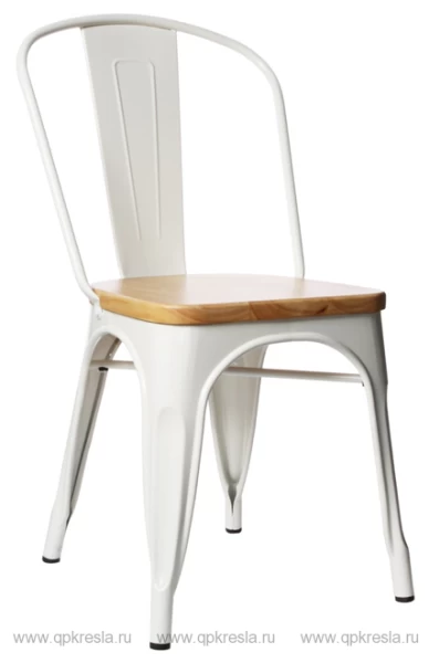 Стул Tolix (Толикс) с деревянным сидением, Черный глянец