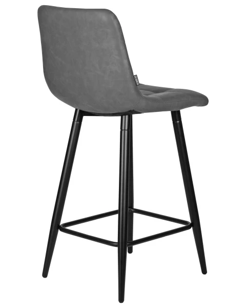 Купить Набор 2 шт Стул полубарный DOBRIN OLIVIA, черные матовые ножки, серая антрацитовая винтажная экокожа (RU-08) по низкой цене