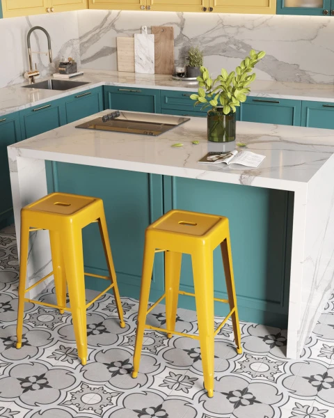 Стул барный TOLIX желтый глянцевый для кафе, ресторанов и кухни