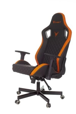 Кресло игровое Knight Outrider черный/оранжевый ромбик эко.кожа с подголов. крестов. металл