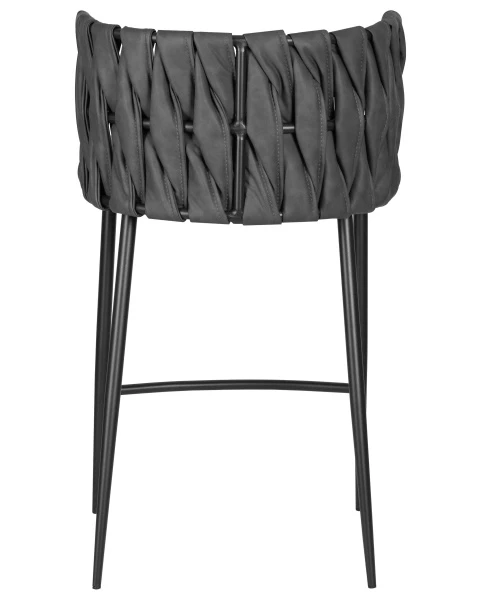 Стул полубарный DOBRIN AMELIA COUNTER, серая ткань (F-48), темно-серый винтажный PU (MF-12) для кафе, ресторанов и кухни