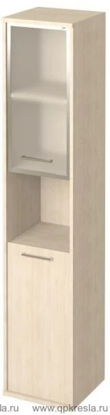 Шкаф высокий узкий правый (1 низкая дверь ЛДСП, 1 низкая дверь стекло в раме) KSU-1.4R(R)