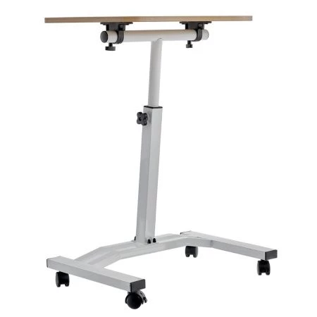 Купить Стол многофункциональный на колёсах, 48x40 см, «РОЛЕТ», 1 ножка, регул.высота, мдф, металл, св. дерево, белый по низкой цене