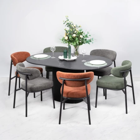 Купить Стул Lucas 2 шалфей шенилл с чёрными ножками по низкой цене