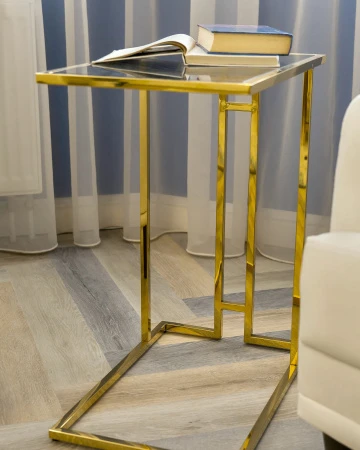 Купить Журнальный столик 50*32 БОСТОН стекло smoke сталь золото по низкой цене