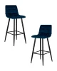Набор 2 шт Стул барный DOBRIN NICOLE, черные матовые ножки, темно-синий велюр (108-95)