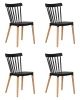 Набор 4 шт Стул обеденный DOBRIN THEO, ножки светлый бук, цвет черный (B-03)