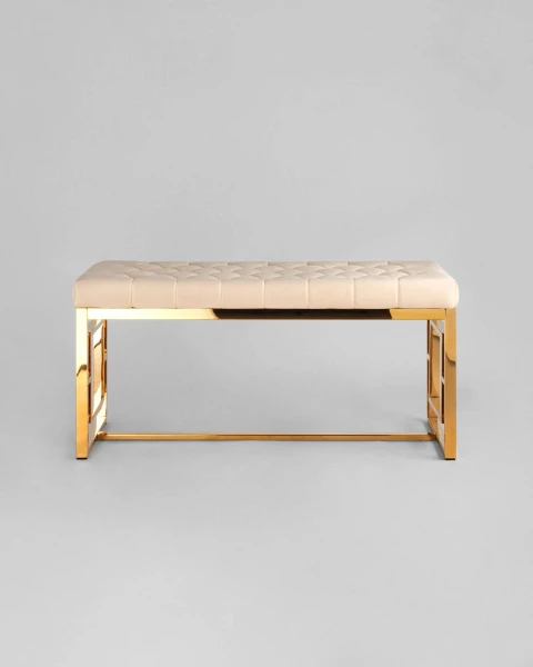 Купить Банкетка-скамейка БРУКЛИН велюр бежевый сталь золото по низкой цене