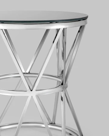 Купить Журнальный стол 50*50 ВИВА серебро стекло черное по низкой цене