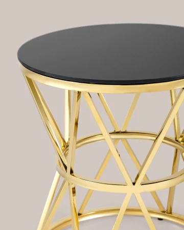 Купить Журнальный стол 50*50 ВИВА золото стекло черное по низкой цене