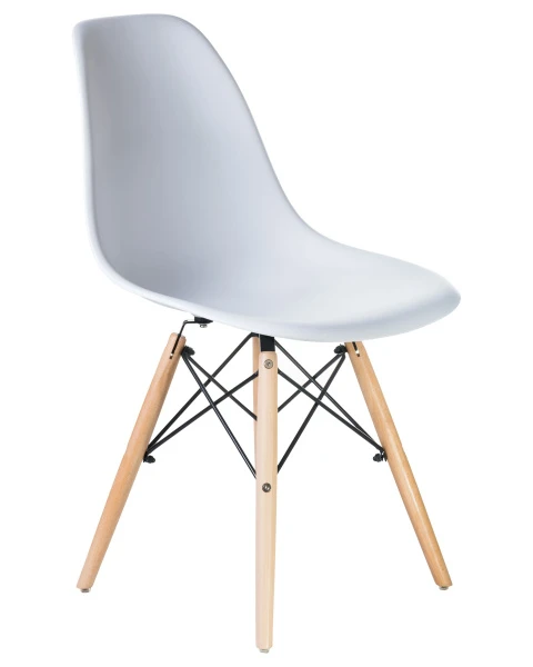 Купить Стул обеденный DOBRIN DSW, ножки светлый бук, цвет белый (W-02) по низкой цене