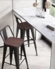Купить Стул барный TOLIX WOOD со спинкой черный глянцевый по выгодной цене для кафе, ресторанов и кухни