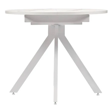 Купить Стол Rudolf круглый раскладной 90-120x90x75см, белый мрамор, белый по низкой цене