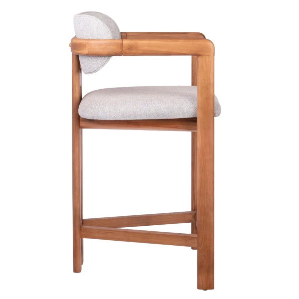 Стул полубарный Rich рогожка бежево-голубая с ножками цвета орех для кафе, ресторанов и кухни