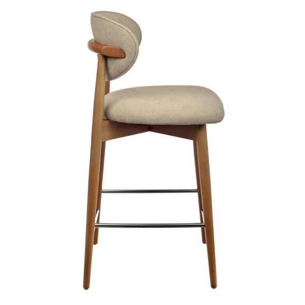 Стул полубарный Lucas 3 латте букле ножки цвета орех для кафе, ресторанов и кухни