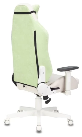 Кресла для геймеров - Кресло игровое Zombie EPIC PRO Fabric белый/зеленый с подголов. крестов. пластик пластик белый