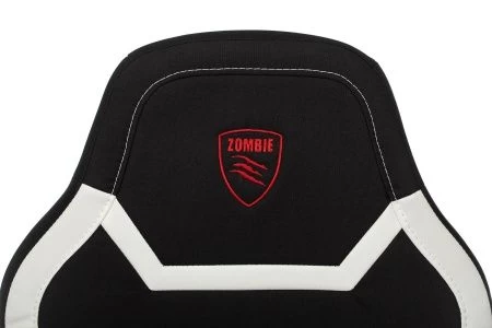Кресло игровое Zombie 10 черный/белый текстиль/эко.кожа крестов. пластик