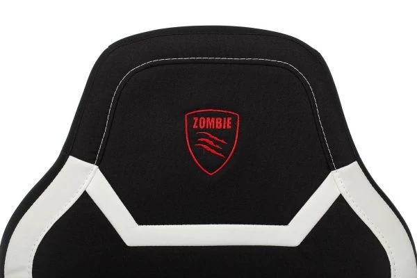 Кресло игровое Zombie 10 черный/белый текстиль/эко.кожа крестов. пластик