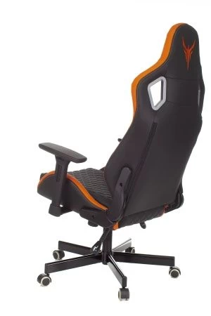 Кресла для геймеров - Кресло игровое Knight Outrider черный/оранжевый ромбик эко.кожа с подголов. крестов. металл