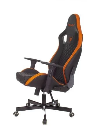 Кресла для геймеров - Кресло игровое Knight Outrider черный/оранжевый ромбик эко.кожа с подголов. крестов. металл