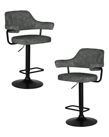 Набор 2 шт Стул барный DOBRIN CHARLY BLACK, серый твид (LEO11)