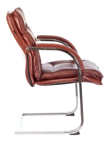 Конференц кресла - Кресло Бюрократ T-9927SL-LOW-V светло-коричневый Leather Eichel кожа низк.спин. полозья металл хром