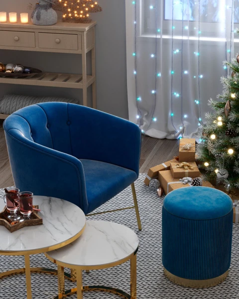 Купить Кресло Шале велюр синий по низкой цене