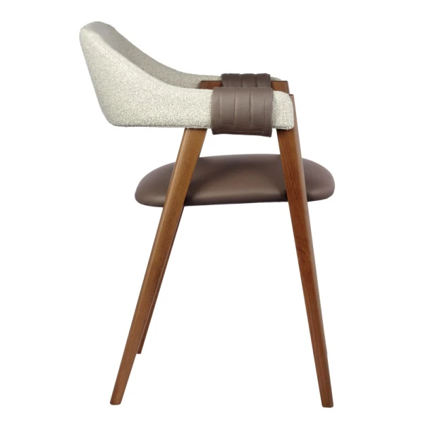 Купить Стул KELLI бежевый букле, экокожа коричневая, орех по низкой цене