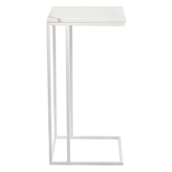 Купить Придиванный столик Loft 35x35см, белый мрамор с белыми ножками по низкой цене